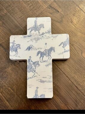 Decorative Cross Wall Art in Cream and Blue nursery
